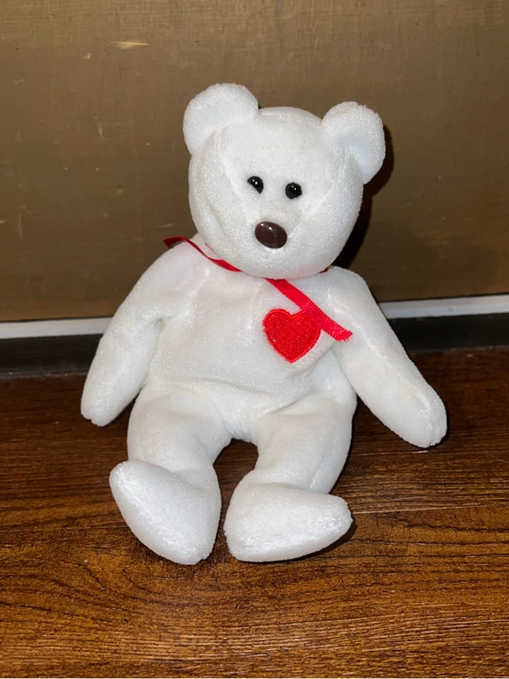 Rare TY Beanie Baby Valentino Vintage ‘93 White Plush Teddy Red Heart Retired - Picture 1 of 6